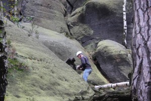 Kletterer im Elbsandsteingebirge
