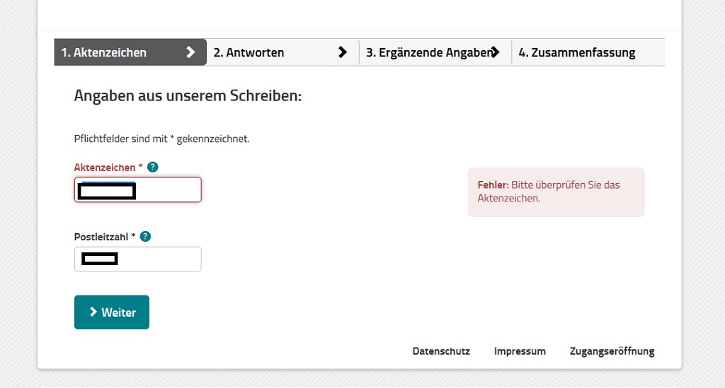GEZ Formular Screenshot