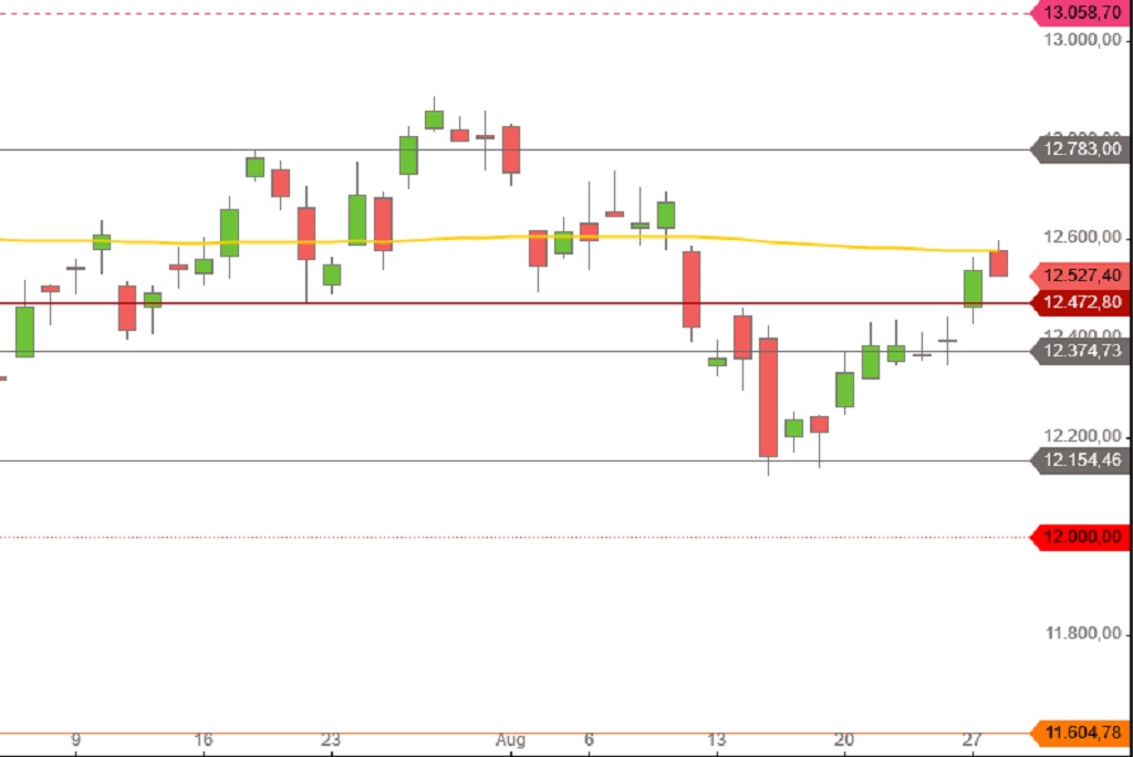 DAX Ende August 2018 Tageskerzen